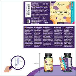Vegavero L-Tryptophan 220 Mg | 120 Capsules (4 Months Supply) | NO Additives | Lab-Tested | Pure Tryptophan Supplement | Vegan