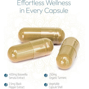 Ayurvediq Boswellia Serrata and Turmeric with Black Pepper Piperine Capsules – 60 Vegan Organic Turmeric Curcumin Capsules a Natural anti Inflammatory Supplement Joint Support - Ayurvedic Products