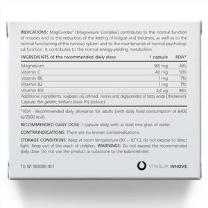 Magcombo - Concentrated Pure Magnesium, Special Oily Formula for Maximum Absorption, Enriched with Vitamins B2, B6, B12 and C, 1 Capsule Daily, Laboratory Tested