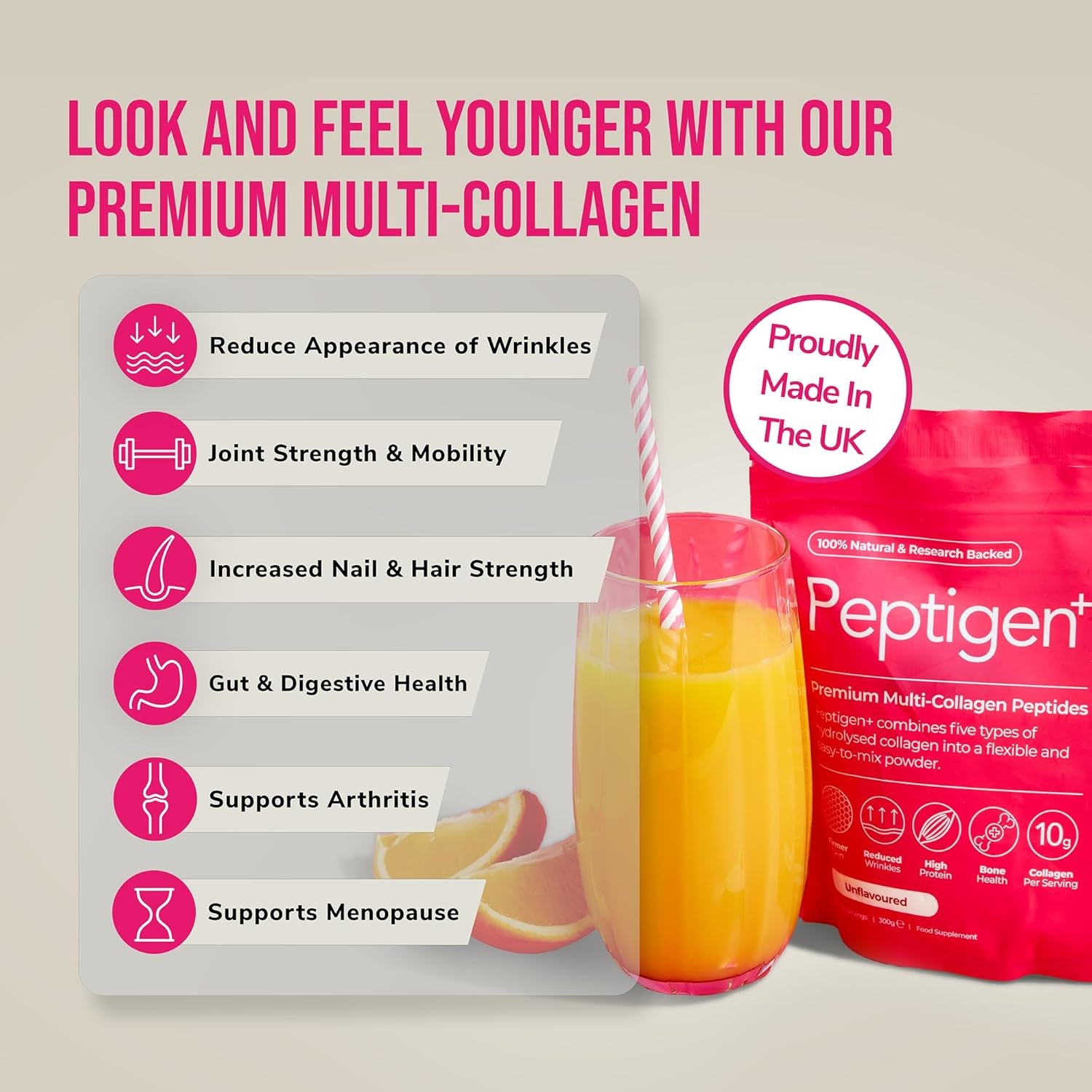 Sobodyco Unique 6 Types of Collagen Powder 300G, Collagen Supplements for Women, Pure Unflavoured Premium Hydrolysed, Peptides Powder for Hair Skin Nails Muscles