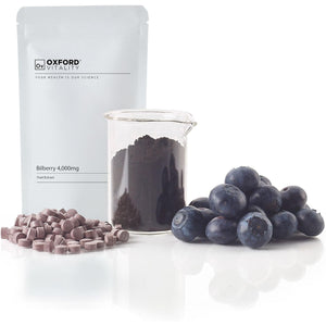 Bilberry Supplements | Extra Strength 4000Mg Tablets for Eye Health & Antioxidant Support | Oxford Vitality ® (120)