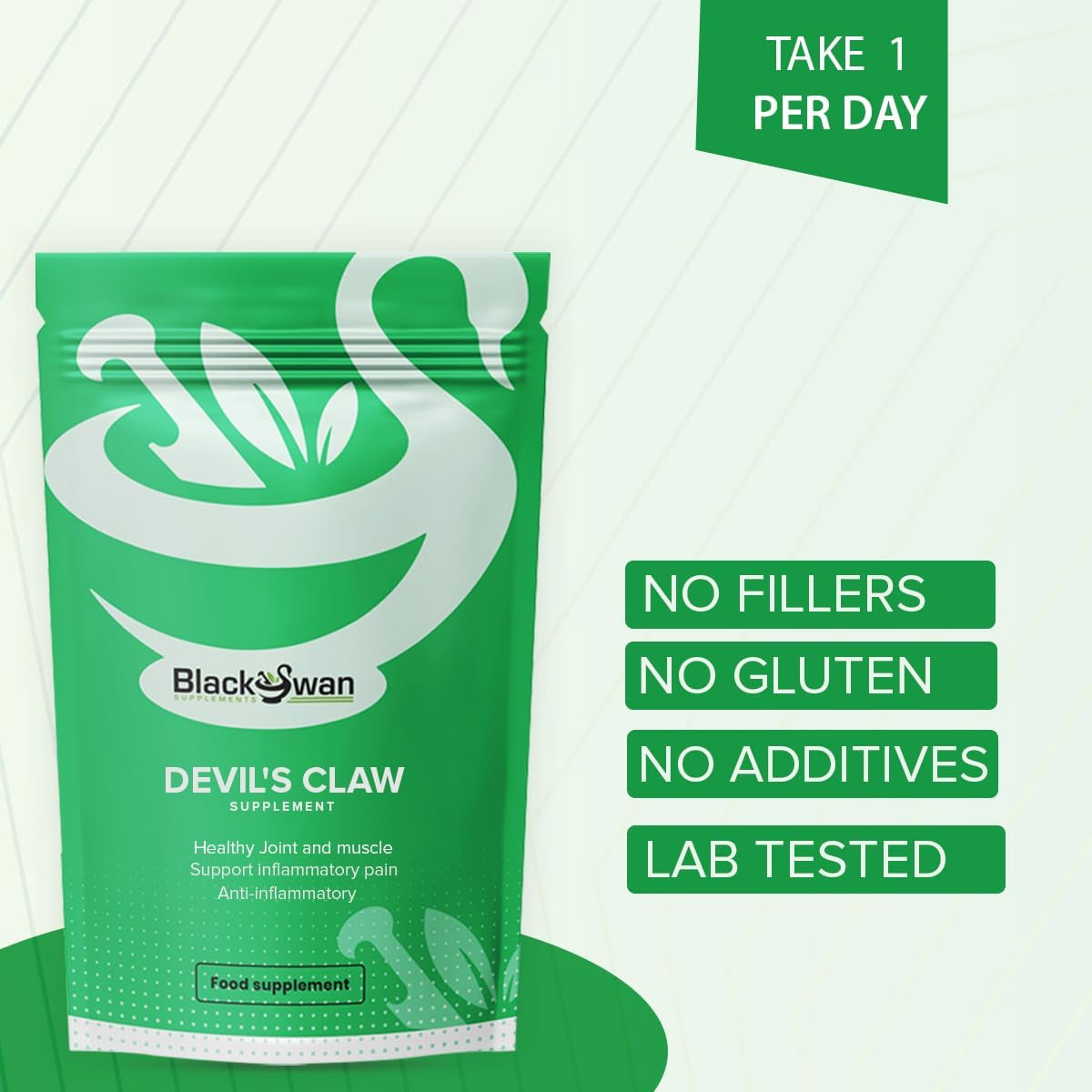 Black Swan Devil'S Claw Tablets - 3000Mg Antioxidant Formula anti Inflammation Joints Digestive Health Muscle Pain Relief Natural Herbal Supplement - 60 Tabs 2 Month Supply