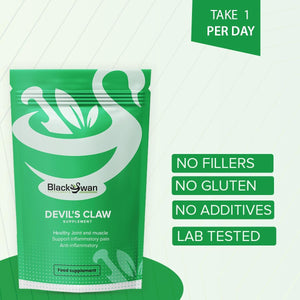Black Swan Devil'S Claw Tablets - 3000Mg Antioxidant Formula anti Inflammation Joints Digestive Health Muscle Pain Relief Natural Herbal Supplement - 60 Tabs 2 Month Supply