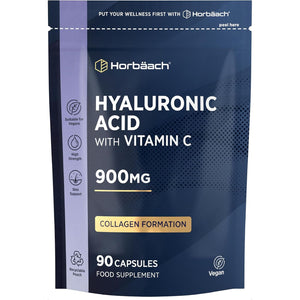 Hyaluronic Acid Supplement 900Mg | 90 Vegan Capsules | High Strength Bioavailable Formula with Vitamin C | by Horbaach
