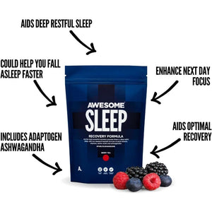 Awesome Supplements - Awesome Sleep Recovery Formula with Magnesium, Ashwagandha & Chamomile Extract (241G, Berry Tea)