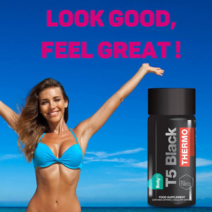 Bodyfit T5 Black Thermo - T5 Thermogenic Pills - Workout Boosting Weight Management Formula - 60 Capsules