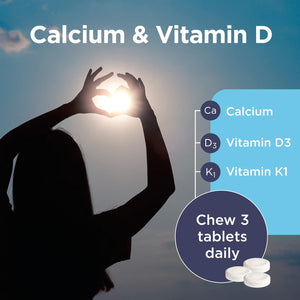 Healthspan Calcium & Vitamin D (240 Chewable Tablets) | High Strength Pure Calcium Supplement | Natural Source of Vitamin D3 | Added Vitamin K for Bone Health | Vanilla | Vegetarian