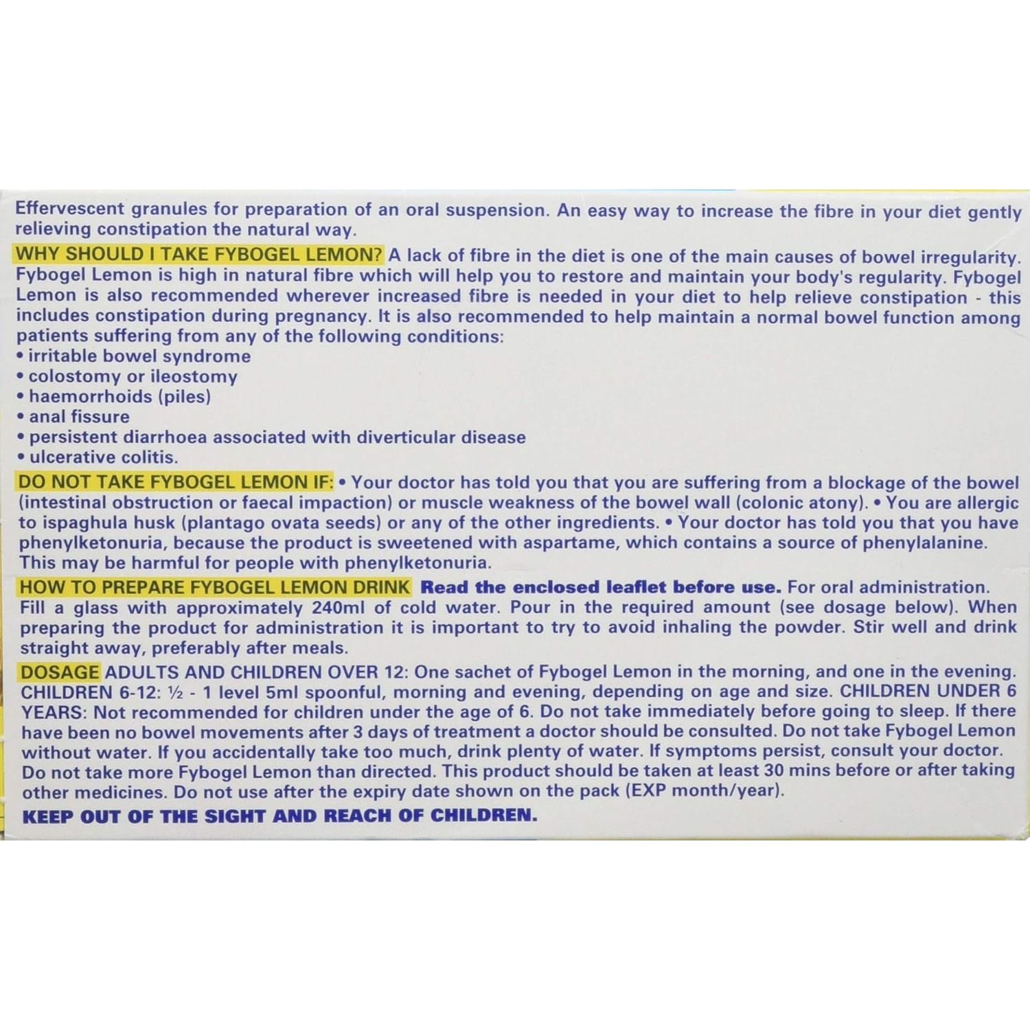 Fybogel Sachets (Lemon) 30