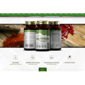 EZ Saffron Supplement | 60 High Strength Saffron Capsules - 200Mg (From 4:1 Extract) Safron Herb Extract per Serving | Non-Gmo, Gluten & Allergen Free | Manufactured in the UK