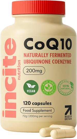Premium Coq10 Ubiquinone 200Mg - Coenzyme Q10-120 Vegan Capsules - Naturally Fermented High Absorption - Heart, Energy & Fertility Support - Made in UK - Non-Gmo - GMP Quality