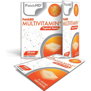Patchmd Multivitamin Plus™ 30 Daily Topical Patches. 100% Natural. Hypoallergenic & Filler Free. High Absorption More Bioavailable. Suitable for Sensitive Stomachs & Bariatric.