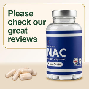 Pure Vitality: NAC Supplement 600Mg X 90 Capsules, Pure NAC Acetylcysteine for Glutathione, Detox, Post Workout Supplements for Men & Women, N-Acetylcysteine (L Cysteine) - GMP & HACCP Certified - UK