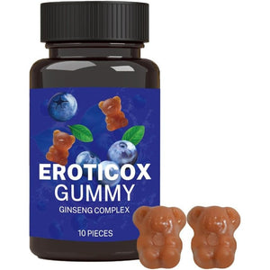 EROTICOX 500Mg | Stronger | Longer | Harder | Performance | Extra Strength Enhancing, Stamina Endurance Booster Supplement for Men | 10 Ginseng Blue Barry Flavour Gummy
