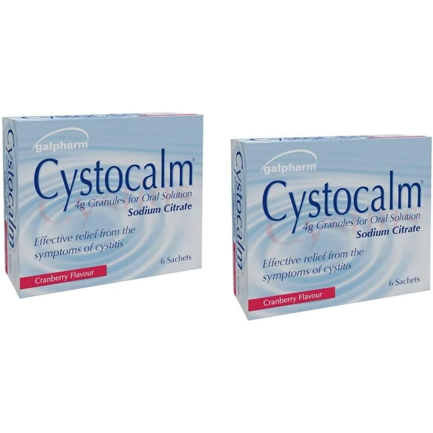 Set of 2 Pack Cystitis Relief from Burning Pain, Cystocalm 12 Sachets 4G Granules Cranberry