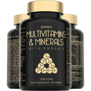Multivitamin Tablets for Men & Women - Multivitamins and Minerals with Omega 3 - Adult Multi Vitamins Supplements with 100% Daily of Zinc, Iron, Vitamin D, C, B12 & 26 Nutrients - 60 Tablets One a Day