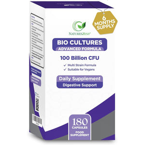 Bio Cultures Complex Probiotics & Prebiotics 100 Billion CFU - 6 Month Supply - Pro Biotics for Gut Health with Lactobacillus & Saccharomyces Boulardii - Vegan Probiotics for Men & Women - 180 Caps