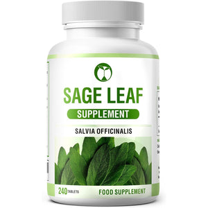 Sage Leaf Supplement | 240 Tablets | Salvia Officinalis Extract | Made in the UK | Vegan Friendly & Gluten Free (240)