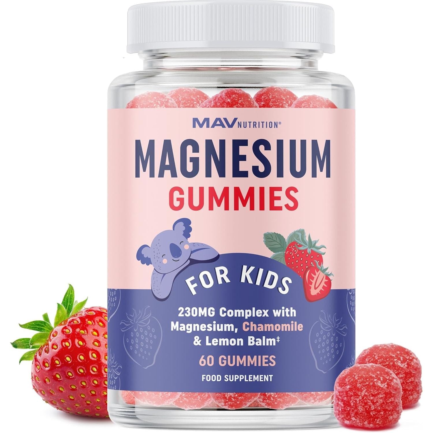Magnesium Gummies for Kids Relaxation & Natural Wake-Rest Cycles | Relaxing Magnesium for Children with Chamomile & Lemon Balm | Non-Gmo, Gluten-Free & Third-Party Tested | Calming Gummies 60 Ct