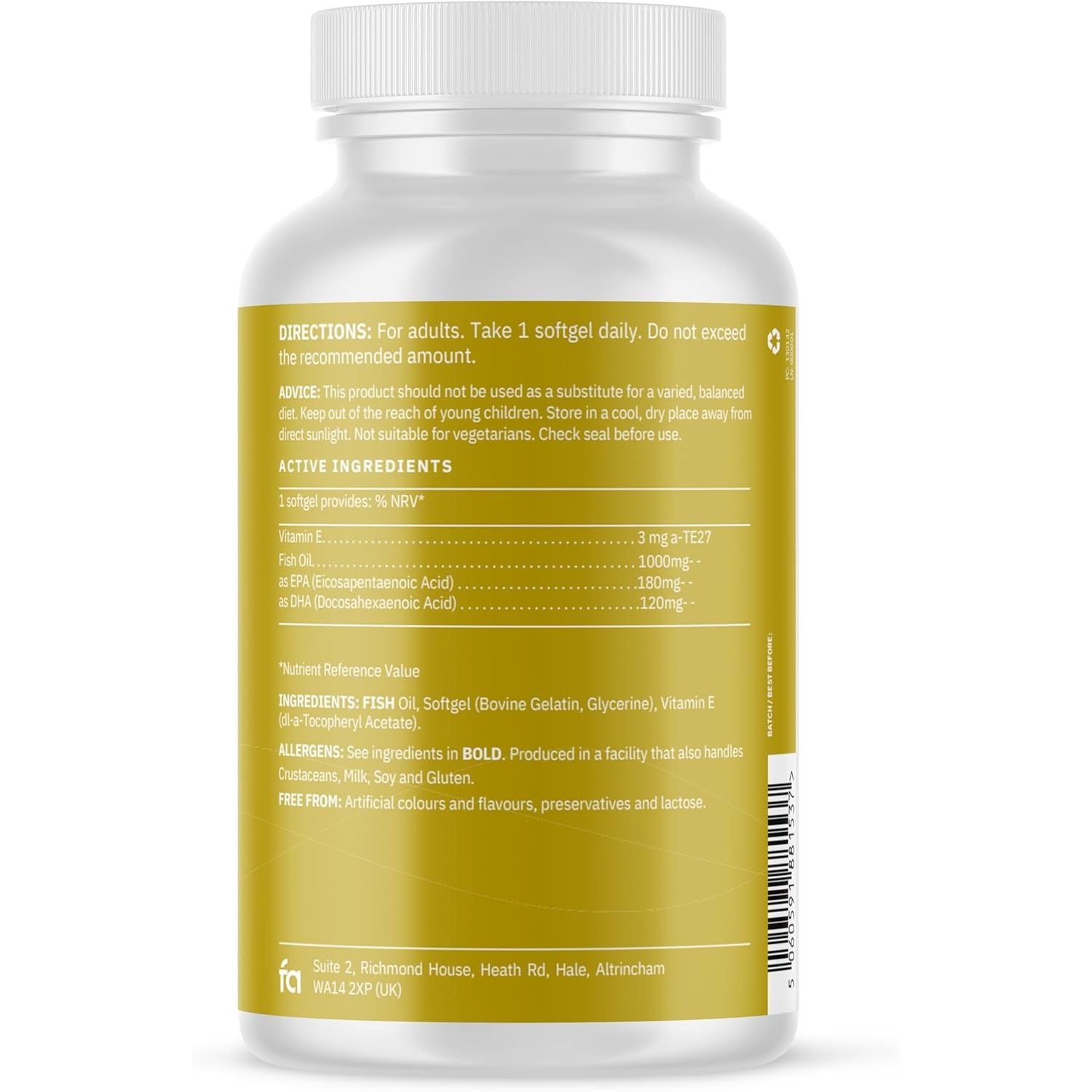 Omega 3 Fish Oil: One-A-Day (Full-Year 360-Day Supply) - 1000Mg Fish Oil per Softgel with 180Mg EPA, 120Mg DHA & 3Mg Vitamin E - Premium Heart & Brain Health Boost by Feel Amazing