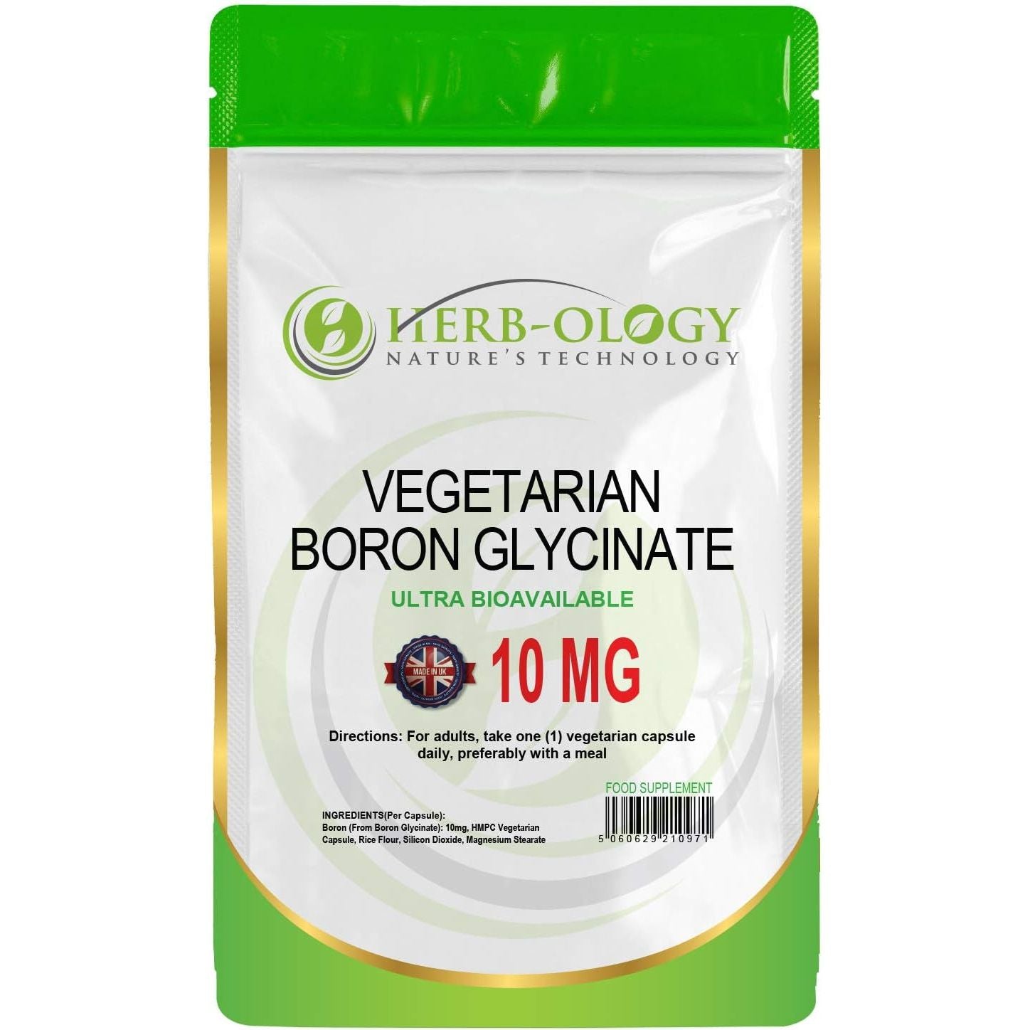 HB Boron Supplement | 90 Vegan High Strength Boron Capsules - 10Mg per Serving | Non-Gmo, Gluten, Dairy & Allergen Free | Manufactured in the UK
