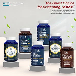 Biovitalia Gluco Sure+ Blood Sugar Control Supplement Capsules with Chromium Picolinate Cinnamon Bitter Gourd Hibiscus for Healthy Blood Sugar Levels Vegan Glucose Support Supplement - 60 Capsules