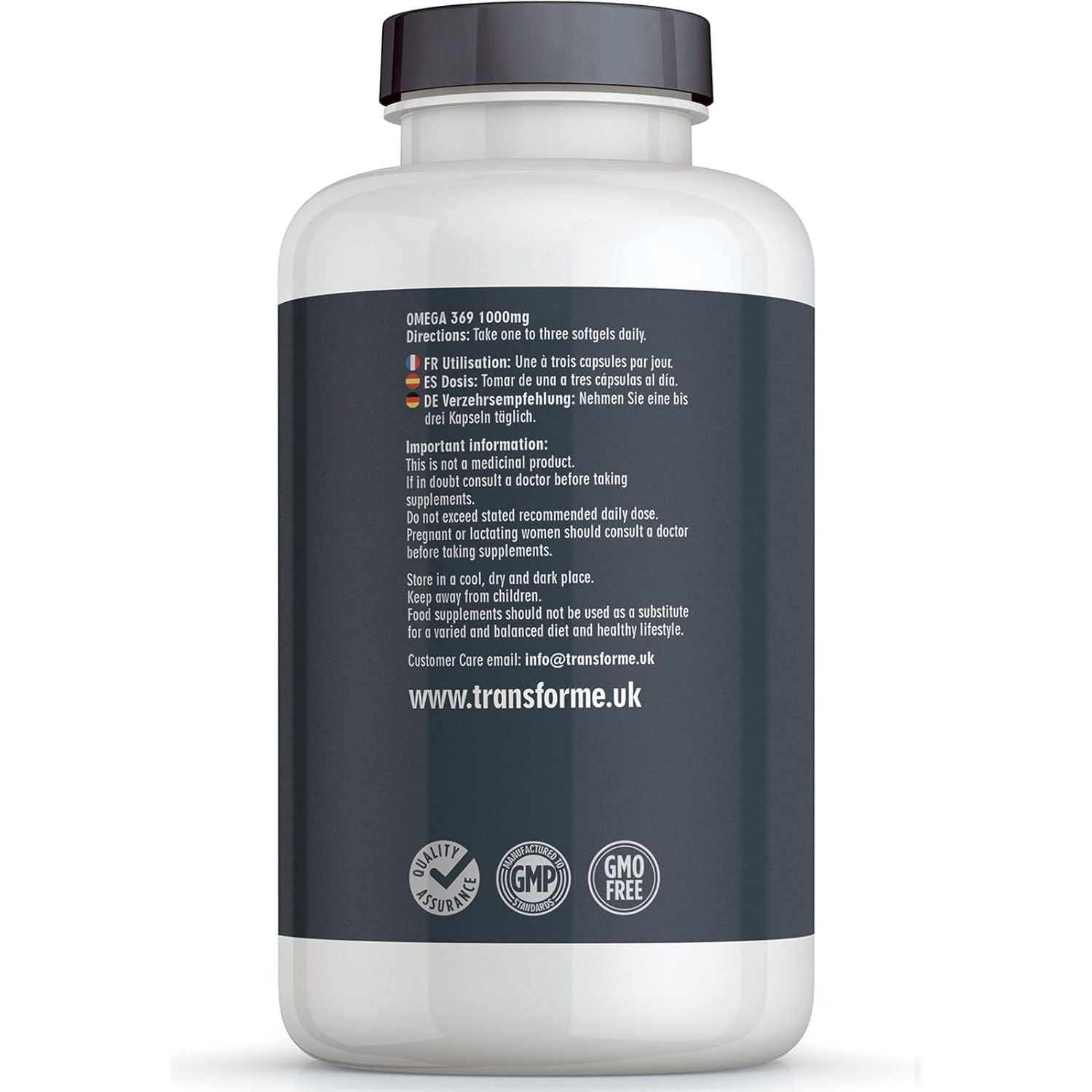 Transforme Omega 3 6 9 Fish Oil 1000Mg 365 Capsules, Fish Oil, Flaxseed Oil & Sunflower Seed Oils, EPA, DHA, ALA, LA, Oleic Acid, 3 Softgel 3000Mg Serving, Gluten Free, UK Made