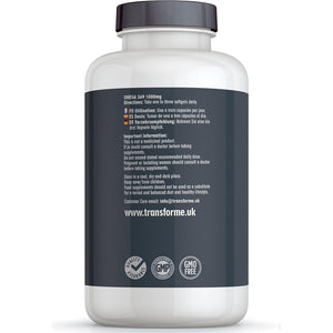 Transforme Omega 3 6 9 Fish Oil 1000Mg 365 Capsules, Fish Oil, Flaxseed Oil & Sunflower Seed Oils, EPA, DHA, ALA, LA, Oleic Acid, 3 Softgel 3000Mg Serving, Gluten Free, UK Made
