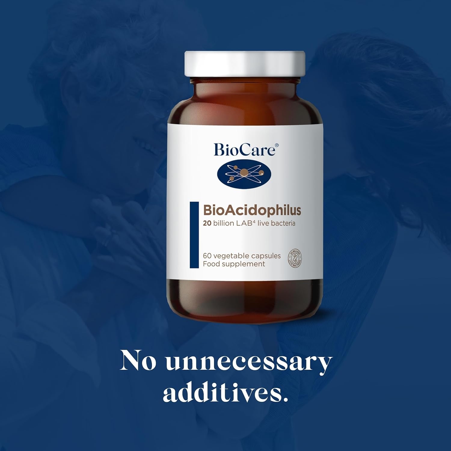 Biocare Bioacidophilus | 20 Billion LAB4 Live Bacteria | Food Supplement Suitable for Vegetarians and Vegans - 60 Capsules