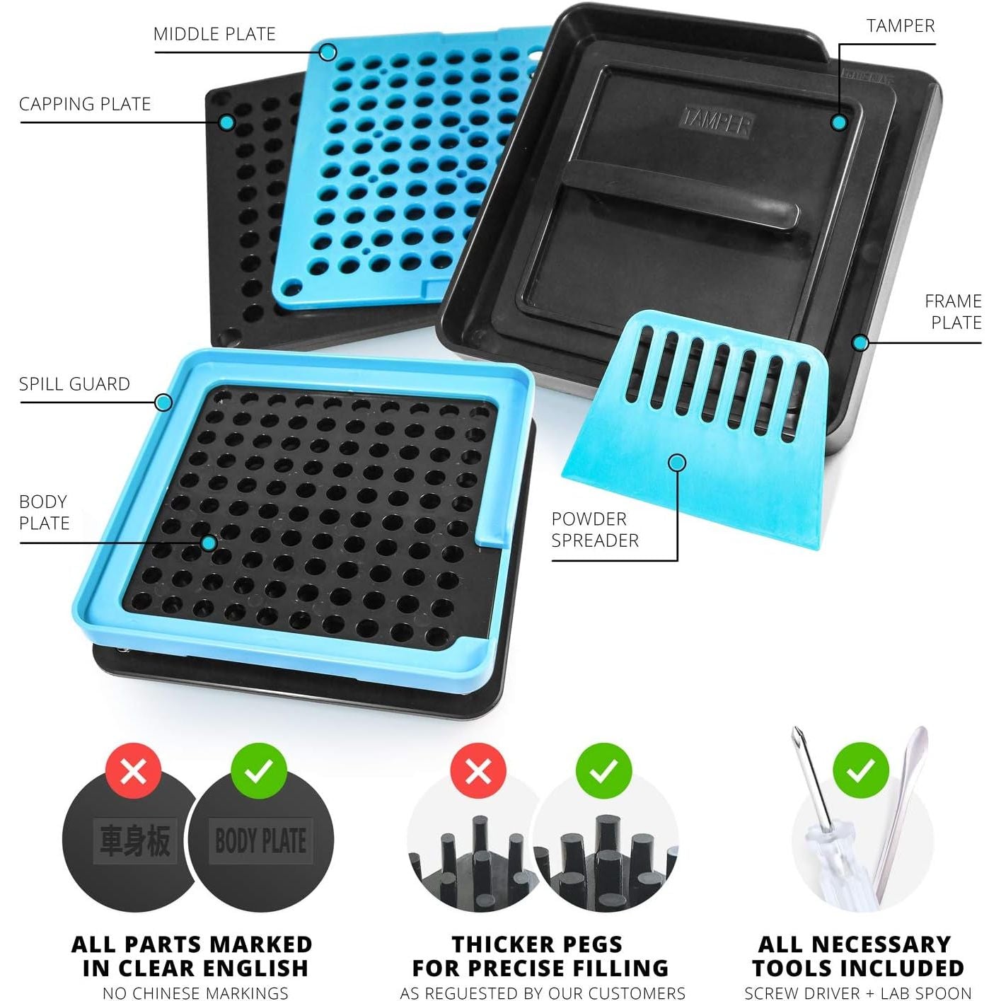 ALL-IN Capsule Filling Machine for Size 00 - Make Your Own Capsules Now Easier and Faster - Use with Empty Gelatin or Vegetarian Caps - Clear Illustrated Instructions with Video