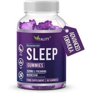 Natural Sleep Aid Gummies with Valerian Root & L-Theanine - Non-Habit Forming, Vegan, for Deep Relaxation & Restful Nights - 60 Chewable Gummies