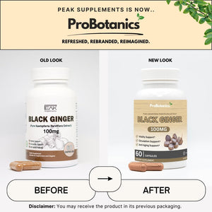 Pure Black Ginger Capsules - 60 Capsules | Kaempferia Parviflora Extract (Thai Ginseng) Supplement | Aids Physical Performance and Supports Libido, Anti-Aging and Vitality