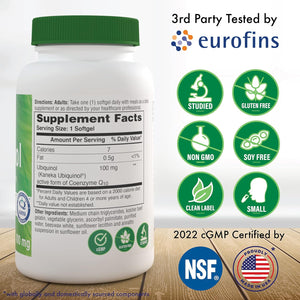 Ubiquinol 100Mg 60 (Soy-Free) (Non-Gmo) EAF Coq10 (Enhanced Absorption Formula Coenzyme Q10 as Kaneka Ubiquinol) by Health Thru Nutrition (60 Softgels)