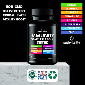 Immune Booster – Immune System Support Supplement with Vitamin D3-120 Capsules - Zinc, Elderberry, Iron, B12, C, Turmeric, Selenium, Garlic, Probiotics & More – Vegan Multivitamin Complex