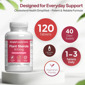 Plant Sterols 800Mg | Helps Maintain Normal Cholesterol Levels | with Beta-Sitosterol | 120 Vegan Tablets | Vegan & Vegetarian Friendly | Manufactured in the UK