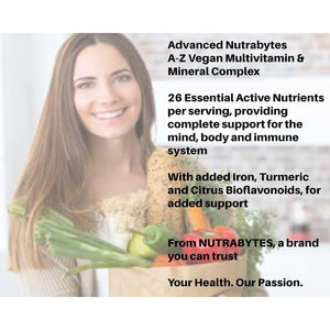 Nutrabytes Vegan A-Z Multivitamin & Mineral Complex Supplement, 360 Capsules | 26 Essential Vitamins & Minerals for Energy, Immune System, Hair, Skin, Bone, Muscle, Brain & Gut Support | for 6 Months