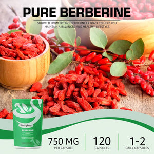 Black Swan Berberine Supplement 750Mg Capsules - Pure Berberine HCL High Strength Supplement - Berberine Weight Loss Vegan Formulated Capsule Anti-Oxidant and Anti-Inflammatory - 120 Capsules