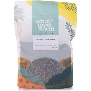 Wholefood Earth Organic Chia Seeds – 500G | Raw | GMO Free | Vegan | Source of Fibre | Certified Organic