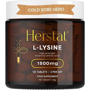 Herstat L-Lysine 1500Mg | High Potency Essential Amino Acid, Vegetable Tablets, 120Ct