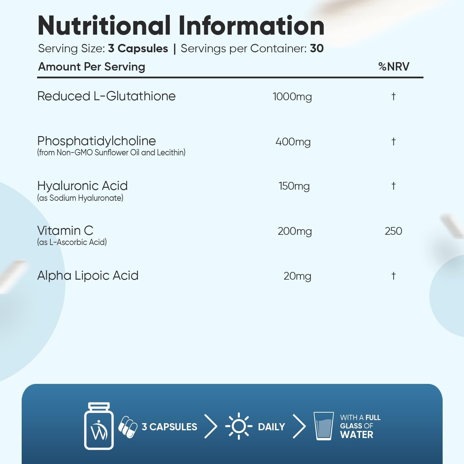 Weightworld L-Glutathione Supplement | 1000Mg | 90 Capsules | Reduced Liposomal Glutathione Capsules | Vegan | with Vitamin C, Hyaluronic Acid & Alpha Lipoic Acid
