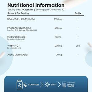 Weightworld L-Glutathione Supplement | 1000Mg | 90 Capsules | Reduced Liposomal Glutathione Capsules | Vegan | with Vitamin C, Hyaluronic Acid & Alpha Lipoic Acid