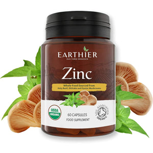 Organic Zinc Whole Food Supplement Certified by Soil Association - 1 Month Supply - Vegan