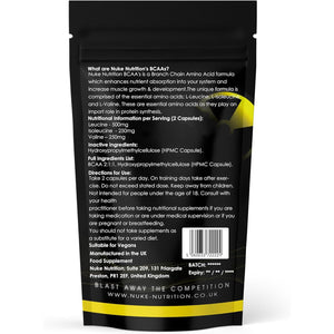 Nuke Nutrition BCAA Capsules | 120 Capsules 1000Mg | Advanced Essential Amino Acids Supplement to Build Lean Muscle | Boost Recovery, Muscle Building & Growth | Leucine, Isoleucine & Valine | Vegan