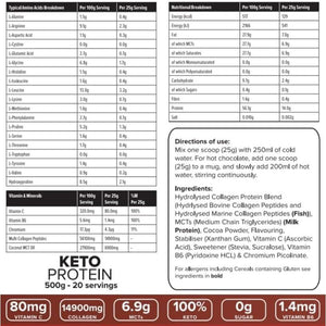 K-GEN™ Keto Collagen Protein Powder Natural Multi Collagen Chocolate Blend, Coconut MCT Vitamin C+B6 | UK Made Advanced Ketosis for Keto & Paleo | Low Carb Free-From: Sugar, Whey & Gluten