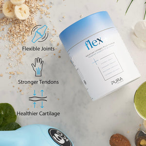 Pura Powdered Collagen Supplement (Flex +) | Hydrolysed Collagen Peptides with Vitamin C & Manganese | 284G (28 Servings)