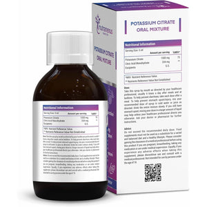 Nutranexus Potassium Citrate Oral Mixture - 200Ml | Strawberry Flavor | Contributes to Normal Muscle Function, Nervous Function & Blood Pressure