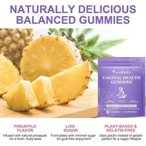 Feminine Balance Gummies 60 Pcs – Hawaiian Pineapple Flavour PH Balance & Immune Support for Women of All Ages, Gluten-Free & Vegan