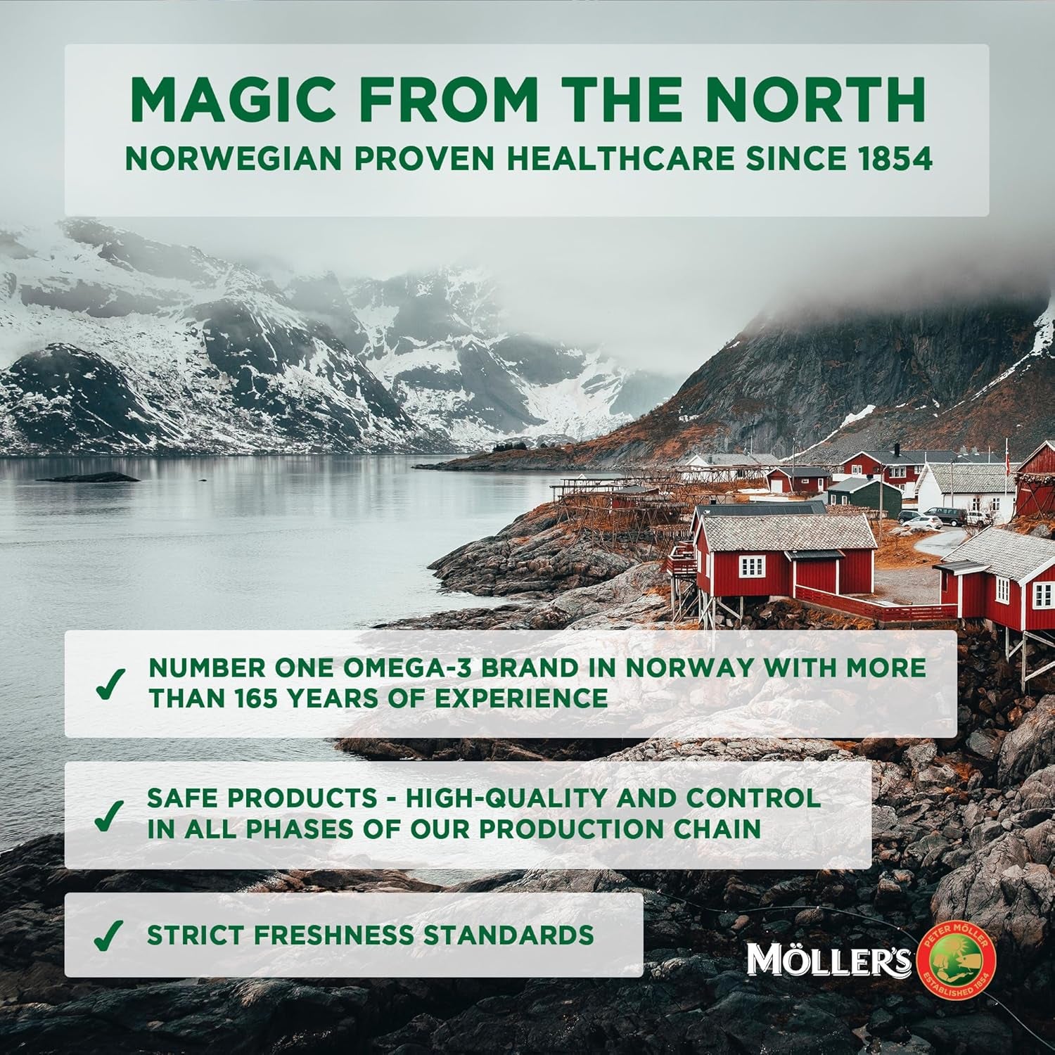 Moller’S ® | Cod Liver Oil Capsules | Omega 3 Fatty Acids DHA & EPA, Contains Vitamin A, D & E, Supports Immune System, Heart Function, Brain Function & Vision | 160 Units