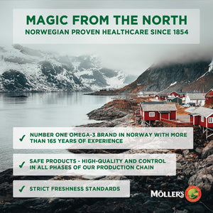 Moller’S ® | Cod Liver Oil Capsules | Omega 3 Fatty Acids DHA & EPA, Contains Vitamin A, D & E, Supports Immune System, Heart Function, Brain Function & Vision | 160 Units