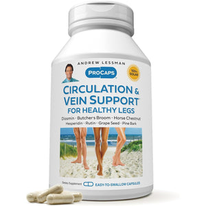 Andrew Lessman Circulation & Vein Support for Healthy Legs 60 Capsules - High Bioactivity Diosmin, Butcher'S Broom, Visibly Reduces Swelling & Discomfort in Feet, Ankles, Calves, Legs