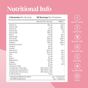 Fertility Supplements for Women - 400Ug Folic Acid, Inositol, Vitamin D, C, E, Coq10-25 Prenatal Vitamins - Vegan & Gluten Free Conception Vitamins for Women - 60 Fertility Gummies - Novomins